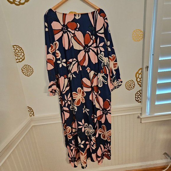 (NWT) Eloquii Long Sleeve Floral Print Midi Dress (wear front or back) S… - Picture 1 of 9